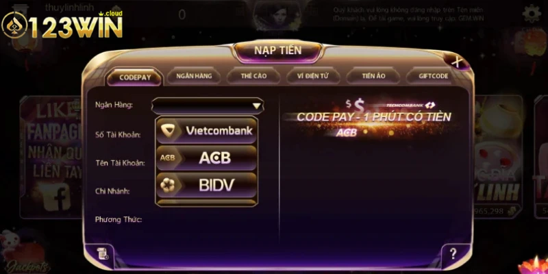 Nạp tiền 0123WIN – Quy Trình Nhanh Chóng & An Toàn 2 Hướng dẫn nạp tiền 0123WIN cho người mới